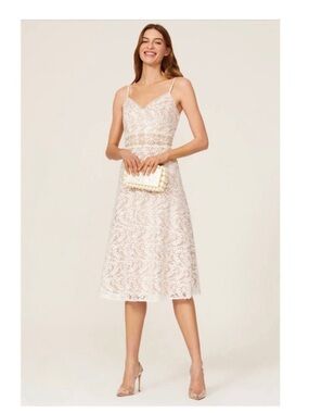 Aidan by Aidan Mattox Blush Lace Spaghetti-Strap Midi Dress